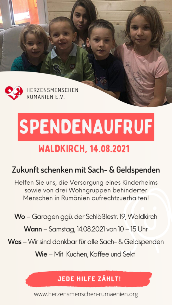 Spendenaktion Waldkirch August 2021 Flyer